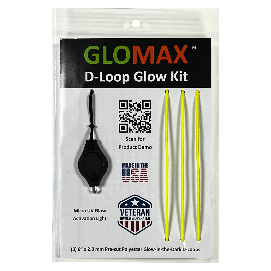 glow gear GloMax D-Loop Glow Kit (3-pack of pre-cut, glow-in-the-dark D-Loops plus Micro UV Glow Activation Light)